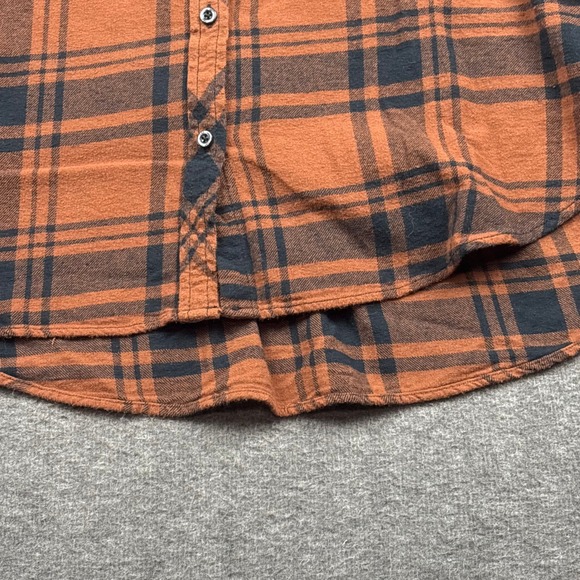 GAP Plaid Flannel‎ Women XL Shirt Orange Black Long Sleeve Cabincore Rustic Cozy - Picture 7 of 12